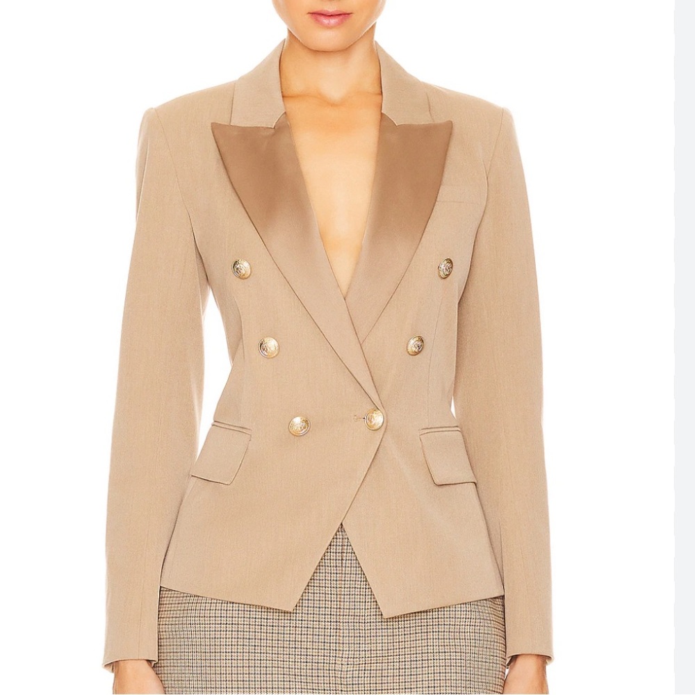 NEW L'AGENCE Kenzie Cont Lapel Blazer in Mochaccino